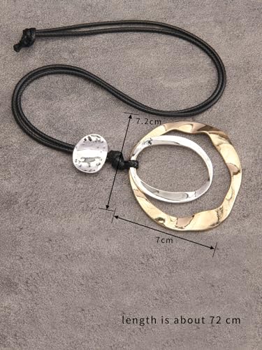 Leather Necklace for Women Long Boho Pendant Hippie Choker Necklace Bohemian Layered Leather Rope Wooden Jewelry Gifts - style: Cord Pendant Necklace