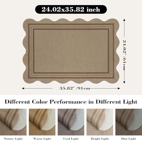 Easy Jute Outdoor Mats for Front Door, 2x3 Small Washable Kitchen Rugs, Farmhouse Brown Throw Rug Non Slip Indoor Outdoor Carpet for Porch Entryway Foyer - color: Brown Geometric, size: 2'x3' (Rectangular)