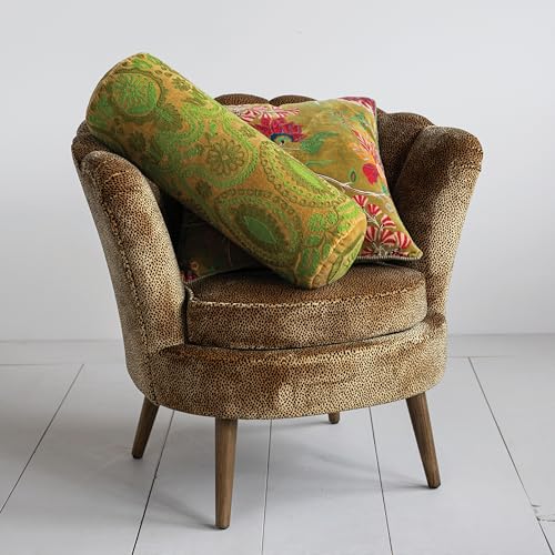 Creative Co-Op Cotton Blend Velvet Printed Pillow with Flowers and Mini Pom Pom Trim, Multicolor