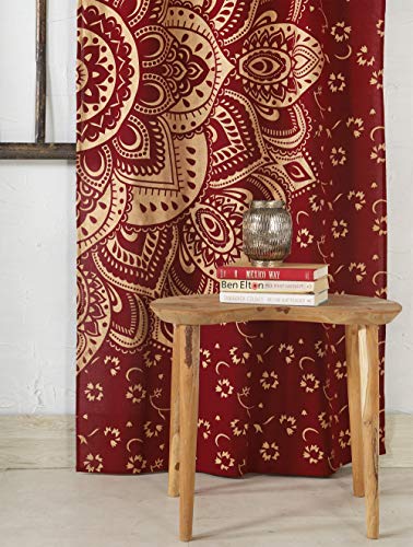 Popular Handicrafts Indian Hippie Bohemian Beautiful Ombre Maroon Color Mandala Curtain Panels Gold - color: Maroon Gold, size: 38"W x 83"L (Pack of 2)