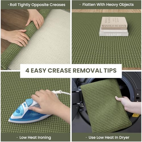 IOHOUZE Washable Runner Rug 2x5 Non Slip Runners for Hallways Entryway Runner Indoor, Kitchen Throw Rug Woven Cotton Floor Carpet for Hall Entrance Bedroom, Olive Green/Earthy Green - color: Olive Green/Earthy Green, size: 2' x 5' (Runner)