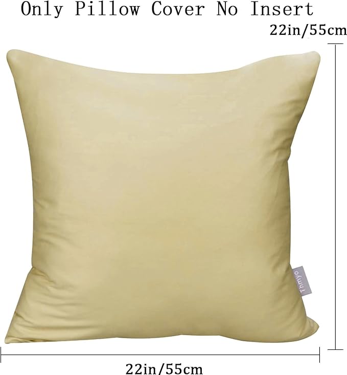4-Pack 100% Cotton Comfortable Solid Decorative Throw Pillow Case,Thmyo Square Cushion Cover Pillowcase Sublimation Blank Pillow Covers DIY Throw Pillowcase for Sofa Bedroom(22x22 inch/ 55x55cm,Khaki)