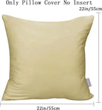 4-Pack 100% Cotton Comfortable Solid Decorative Throw Pillow Case,Thmyo Square Cushion Cover Pillowcase Sublimation Blank Pillow Covers DIY Throw Pillowcase for Sofa Bedroom(22x22 inch/ 55x55cm,Khaki)