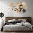 Tatuo 11 Pcs Boho Wall Basket Decor Bulrush Woven Wall Hanging Art Round Farmhouse Rustic Handmade Wicker for Summer Home, Bedroom, Living Room, Kitchen Decorations, Multi Sizes(Retro) - style: Retro