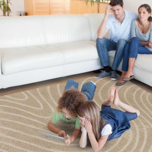 LUXE WEAVERS Modern Geometric Wave Beige 2x8 Area Rug - color: Beige, size: 2' x 8' (Runner)