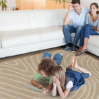 LUXE WEAVERS Modern Geometric Wave Beige 2x8 Area Rug - color: Beige, size: 2' x 8' (Runner)