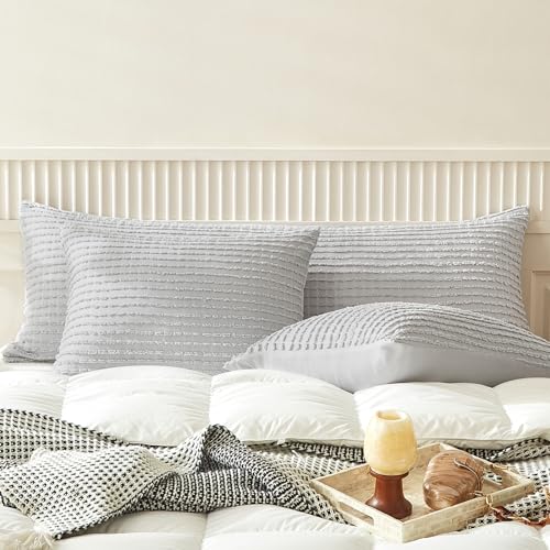 WARMDERN Grey Pillow Covers Body Pillow Cover Soft Microfiber Pillow Cases Set of 1 Boho Textured Pillowcase with Envelope Closure(Grey, Body-1 20x54 Inches) - color: Gray, size: 20" x 54" (Pack of 1)