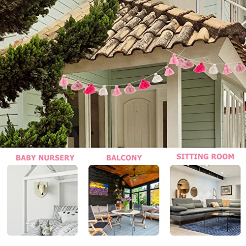 Tassel Hand-Woven Wall Decor Vintage Style Macrame Wall Hanging Decorative Tassel Pendant for Living Room - color: Pink