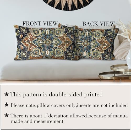 Boho Throw Pillow Covers 12x20 inch Set of 2,Boho Vintage Carpet Pattern Antique Ethnic Decor Double Sided Pattern Cushion Cover Soft Pillow Case Living Sofa Room Bed Square Pillow Cover - color: Boho-2, size: 20" x 12" (Pack of 2)
