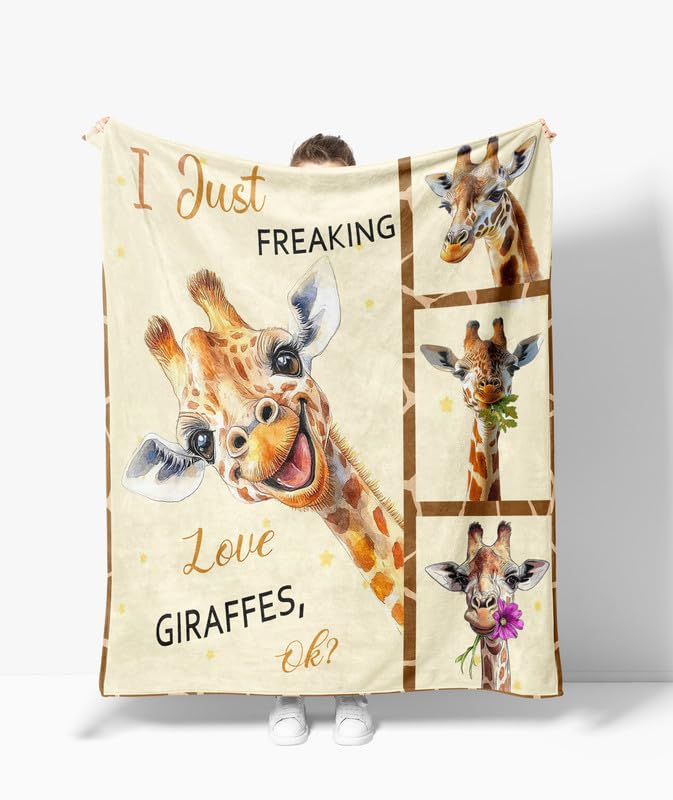 Giraffe Blanket Warm Plush Giraffe Flannel Throw Blanket Super Soft Fleece Cozy Fuzzy Giraffes Stuffed Animal Blanket Gifts for Kids Teens Adults Room Decor 40"X50" - color: Giraffe, size: 40"X50"