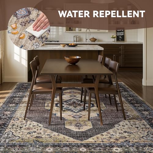 Engiw-8x10 Area Rugs for Living Room Rug Carpet Bedroom Rug Machine Washable Dining Room Rugs Carpet Neutral Farmhouse Vintage Brown Taupe - color: Brown/Taupe, size: 8' x 10' (Rectangular)