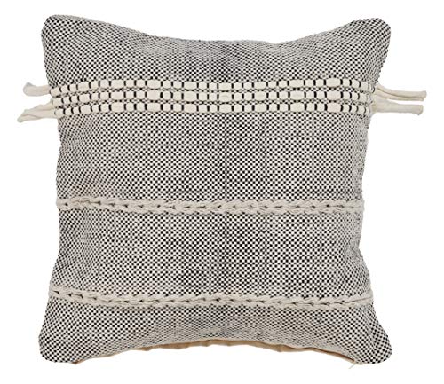 Trade AM LR Home 20" x 20" Inches Striped Cotton Throw Pillow Covers for Home Decor Shabby Chic Boho Cushion Covers for Throw Pillows Perfect for Living Room Couch & Bedroom Decorations Black/Natural - color: Cream/Black, size: 20" x 20" (Pack of 1)