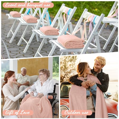 Buryeah 12 Pcs Flannel Throw Blanket Bulk 50 x 60 in Sleepover Blanket Outdoor Wedding Throw Lightweight, Oeko-tex Standard 100 Certified for Sofa Homeless Gifts (Pastel Pink) - color: Pastel Pink