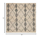 SAFAVIEH Bohemian Collection Area Rug - 6' Square, Beige & Black, Handmade Moroccan Tribal Jute, Ideal for High Traffic Areas in Living Room, Bedroom (BOH703Z) - size: 6' x 6' (Square)