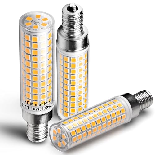 E12 Dimmable LED Candelabra Light Bulbs 100 Watt Equivalent 2700K Warm White 1000 Lumen 10W E12 C7 T6 LED Corn Bulbs for Home Decorative Chandelier Ceiling Fan Pendant Lighting Salt Lamp,3 Pack - color: 2700k Warm White, size: 10 Watt-Dimmable-3 Pack