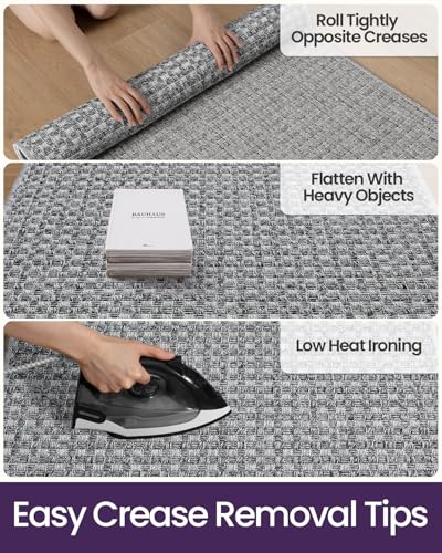 DEXI Hallway Runner Rug 3.3x8, Woven Braided Farmhouse Runner Carpet Indoor, Absorbent Thin Long Entryway Runners for Kitchen, Laundry Room, Patio Entrance, Checkered Grey - color: Checkered Grey, size: 3'3" X 8' (Rectangular)