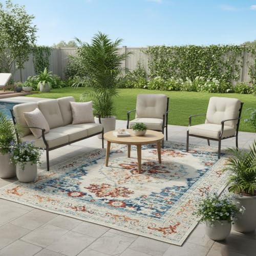 Traditional Floral Distressed Texture Vintage Rug for Living Room Diningroom Bedroom Playroom Nursery Room 2x3 Orange Beige Carpet Boho Washable Kitchen Hallway Office Thin Area Rugs - color: L, size: 2x3ft