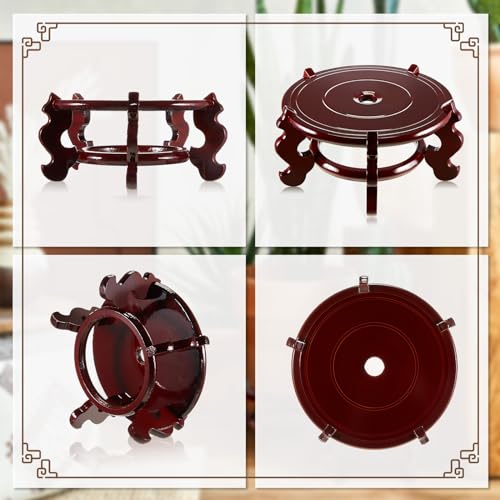 Geetery 2 Pcs 4 to 12 in Wooden Plant Stands Indoor Chinese Oriental Plant Stand for Vase Fishbowl Flower Pot Lamp Redwood Base Vintage Display Rack Decor(8 Inch) - size: 8 Inch