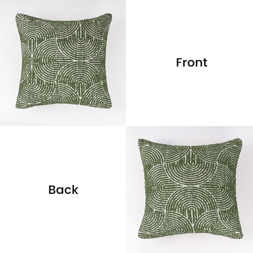 AELS Boho Decorative Textured Throw Pillow Covers 16x16, Modern Mid Century Rainbow Tufted Pillow Case, Farmhouse Rustic Geometric Woven Cushion Case for Bed Couch Sofa, Olive Green - color: Olive Green, size: 16" x 16" (Pack of 2)