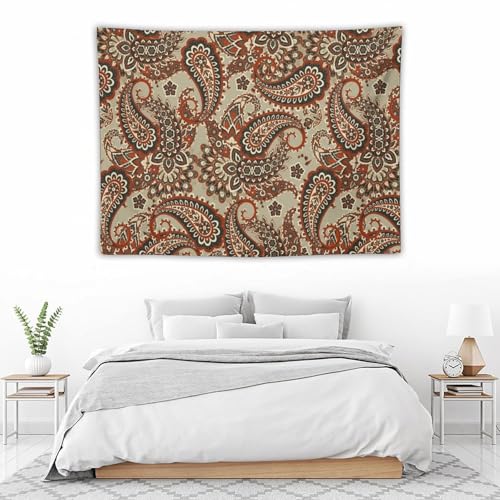 KANEPE Boho Tapestry Red Vintage Floral Paisley Leaves Pattern Wall Hanging Tapestries Home Decor for Living Room Bedroom Apartments Farmhouse Dorm,40inx30in (102×76cm)【Small】 - color: Boho-6, size: 40Wx30L