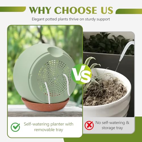 GARDIFE Hanging Planters for Indoor Outdoor Plants, 2 Pack Self Watering Hanging Pot with Drainage Holes & Removable Tray (Green, 10 inch) - color: Green, size: 10 inch