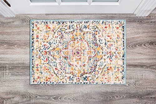 Rugshop Vintage Distressed Bohemian Area Rug 2' x 3' Blue - color: Blue, size: 2' x 3' (Rectangular)