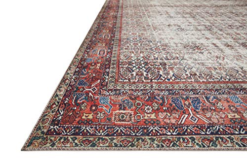 Loloi Layla Collection LAY-12 Ivory/Brick 2'-3" x 3'-9" .13" Thick Accent Rug, Soft, Durable, Vintage Inspired, Distressed, Low Pile, Non-Shedding, Easy Clean, Printed, Living Room Rug - color: Ivory / Brick, size: 2'3" x 3'9" (Rectangular)