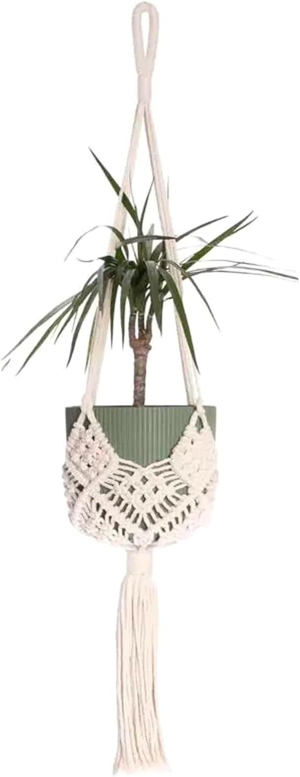 2 Pack Macrame Hanging Planters with Patterns - Stylish Plant Hangers Crochet Boho Plant Holder Hanging Plant Basket for Up to 6 Inch Pots(White)