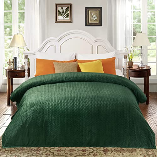 inhand Fleece Blanket for Bed, Super Soft Flannel Cozy King Bed Blanket for Adults, Washable Lightweight Fuzzy Bed Blanket for Office Sofa, Warm Plush Blankets for All Season (90"×108", Green) - color: A-green, size: King/Cal King-90x108 IN