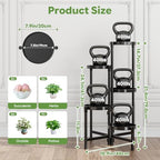 Simple Trending Plant Stand Indoor Outdoor, 5-Tiers Metal Corner Shelf, Tall Display Rack with 5 Rotating Trays, Heavy Duty Flower Holders for Patio Garden Balcony Living Room Bedroom, Black