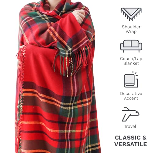 BATTILO HOME Christmas Red Plaid Throw Blanket for Couch, Bed, Super Soft Red Plaid Blankets,Soft Christmas Decorative Throw with Tassels 50"x60" - color: Christmas Red Plaid