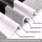 Outdoor Front Door Porch Rug 2x4.3 ft Front Door Rugs Stripe Black White Layering Under Door Mats Rugs. Cotton Woven Checkered Runner, Carpet for Farmhouse Laundry Welcome Deocr