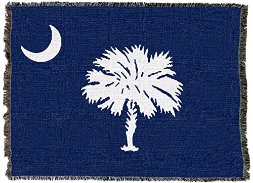 Pure Country Weavers South Carolina State Flag Blanket - Palmetto Moon Blue - Gift Tapestry Throw Woven from Cotton - Made in the USA (72x54)