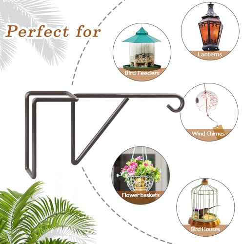 6 Pack Vinyl Fence Hooks, Heavy Duty Durable Brown Fence Plant Hangers for Outdoor, Over The Fence Hooks, Patio Hooks for Hanging Plants, Flower Baskets, Bird feeders, Lights, Pool Equipment - color: Brown