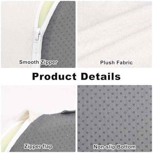 GOFORIT Square Stuffed Pouf Ottoman, Dual-Layer Support Floor Pouf Foot Stool, Foam Filled Ottoman Footrest for Living Room, Beige - color: Beige