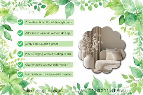 Flower Acrylic Mirror Anti-Scratch Unbreakable Shatterproof HD Tempered Wall Decorative Mirrors for Home Children's Rooms Kindergarten Themed Restaurant(Flower 3,11.81"x11.81") - color: Flower 3