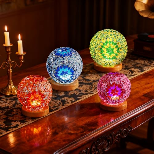 Turkish Table Lamp Bohemian Stained Glass Lamp 5V USB Power Dimmable Vintage Decorative Night Light Corridor/Foyer Art Decor Vintage Restaurant Kitchen Decorative Lights(Boho-Blue, Boho) - style: Bohemian B Blue