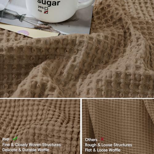 PHF 100% Cotton Waffle Weave Euro Shams 26" x 26", No Filling, 2 Pack Elegant Home Decorative Euro Throw Pillow Covers for Bed Couch Sofa, Walnut Brown - color: Walnut Brown, size: 26" x 26" (Pack of 2)