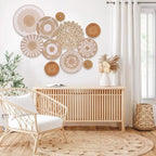 Boho Wall Basket Decor Set of 11 - Hanging Woven Bulrush Basket Wall Decor, Handcrafted Round Flat Baskets Wall Art, for Rustic Farmhouse、Home - Unique Rattan Wicker Wall Decor（White Retro） - style: White Retro