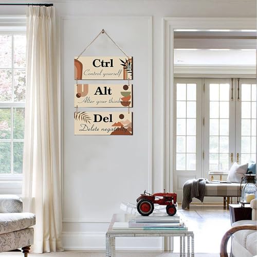 Motivational Wall Decor, 3 Pcs Bohemian Inspirational Wooden Hanging Signs with Sayings Positive Affirmations Wall Art Sayings for Office Dining Hall Living Room Bathroom(Boho)