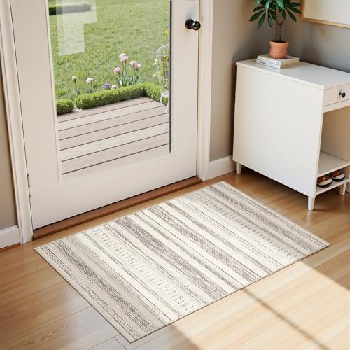Tortania Area Rug Living Room Rugs - 2x3 Washable Soft Neutral Boho Moroccan Farmhouse Mat Indoor Floor Carpet for Bedroom Hallway Entryway Kitchen Home Office Decor - Beige - color: Beige, size: 2' x 3' (Rectangular)