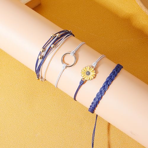 choice of all String Bracelets for Women Boho Wave Surfer Beach Wear Cute Bracelets Set Summer Friendship Jewelry Accessories Beach Stuff - color: B4：blue bracelet