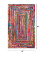Nuloom Tammara Multicolor, 3' x 5', Hand Braided, Bohemian, Cotton, Soft and Cozy, High Traffic, Stain Resistant, Easy Clean, Durable Area Rug for Bedroom, Living Room, Dining, Den, Entryway