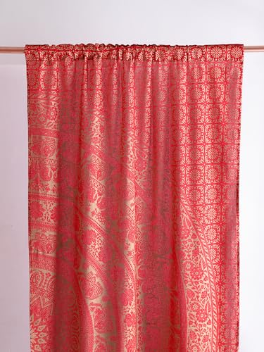 Popular Handicrafts Indian Hippie Bohemian Beautiful Elephant Color Mandala Curtain Panels Red Gold - color: Red Gold, size: 38"W x 83"L (Pack of 2)