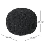 Christopher Knight Home Ansel Knitted Cotton Pouf, Dark Grey - color: Dark Grey