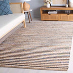 SAFAVIEH Cape Cod Collection Area Rug - 6' x 9', Natural & Blue, Handmade, Braided Design, Ideal for The Living Room, Bedroom, Dining Room (CAP151M-6) - color: Natural/Blue, size: 6' x 9' (Rectangular)