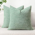 MIULEE Pack of 2 Couch Throw Pillow Covers 16x16 Inch Soft Greyish Green Chenille Pillow Covers for Sofa Living Room Solid Dyed Pillow Cases - color: Greyish Green, size: 16" x 16" (Pack of 2)