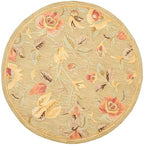 SAFAVIEH Blossom Collection 6' Round Green/Multi BLM785A Handmade Floral Premium Wool Area Rug - size: 6' (Round)