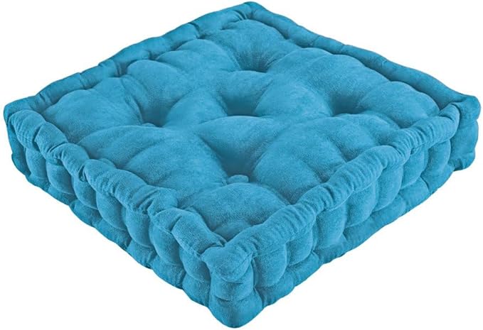 Collections Etc Tufted Padded Boosted Cushion and Support - Plush Seating for Chair with Carrying Handle, Blue