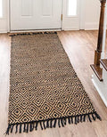 Unique Loom Braided Jute Collection Area Rug - Assam (2' 2" x 10' Runner, Black/ Natural) - color: Black/Natural, size: 2'2" x 10' (Runner)